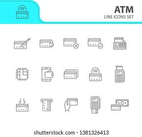 ATM line icon set. Banking and cash concept. Vector illustration can be used for topics like shopping, supermarkets, stores