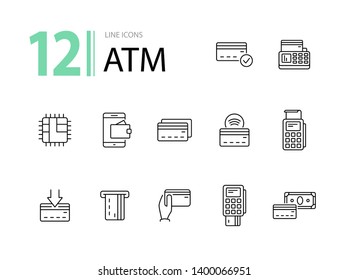 ATM line icon set. Banking and cash concept. Vector illustration can be used for topics like shopping, supermarkets, stores