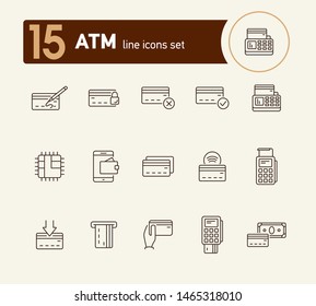 ATM line icon set. Banking and cash concept. Vector illustration can be used for topics like shopping, supermarkets, stores