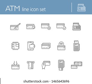 ATM line icon set. Banking and cash concept. Vector illustration can be used for topics like shopping, supermarkets, stores