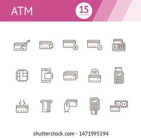 ATM line icon set. Banking and cash concept. Vector illustration can be used for topics like shopping, supermarkets, stores