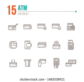 ATM line icon set. Banking and cash concept. Vector illustration can be used for topics like shopping, supermarkets, stores