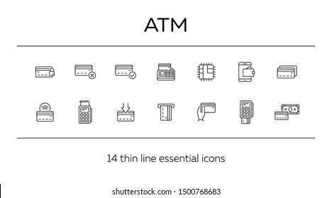 ATM line icon set. Banking and cash concept. Vector illustration can be used for topics like shopping, supermarkets, stores