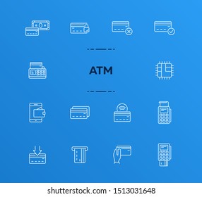 ATM line icon set. Banking and cash concept. Vector illustration can be used for topics like shopping, supermarkets, stores