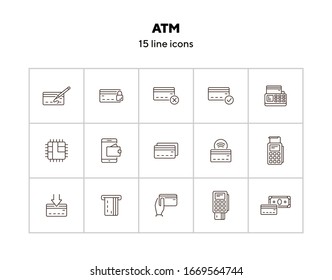 ATM line icon set. Banking and cash concept. Vector illustration can be used for topics like shopping, supermarkets, stores
