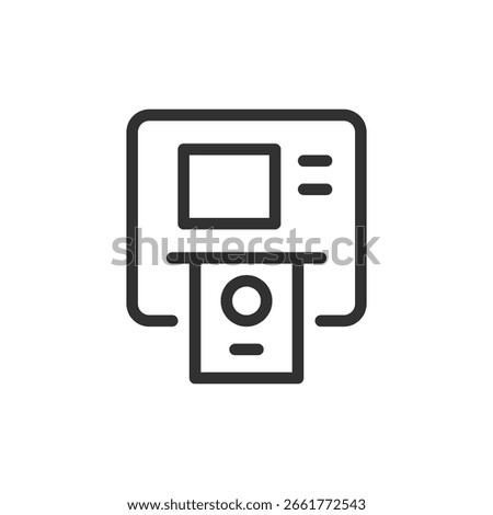 ATM, linear icon. Automated teller machine for cash withdrawal. Line with editable stroke.