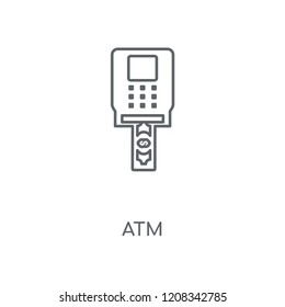 Atm linear icon. Atm concept stroke symbol design. Thin graphic elements vector illustration, outline pattern on a white background, eps 10.