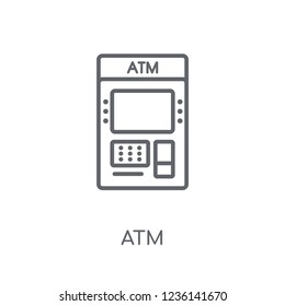 Atm linear icon. Modern outline Atm logo concept on white background from Cryptocurrency economy and finance collection. Suitable for use on web apps, mobile apps and print media.