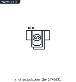 Atm, sinal de estilo linear para conceito móvel e web design. Símbolo, ilustração de logotipo. Gráficos de vetor perfeitos com pixel