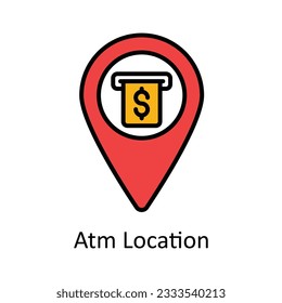 Atm Location Filled Outline Icon Design illustration. Map and Navigation Symbol on White background EPS 10 File