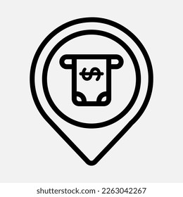 ATM location icon in line style, use for website mobile app presentation