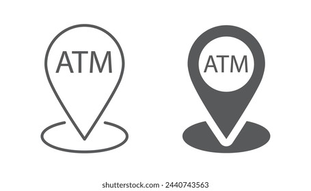 ATM location information map pin  icon design, isolated on white background, vector illustration