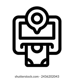 Atm Location Line Icon - Single Icon, Vector