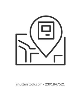Ubicación ATM en el mapa, icono lineal. Línea con trazo editable