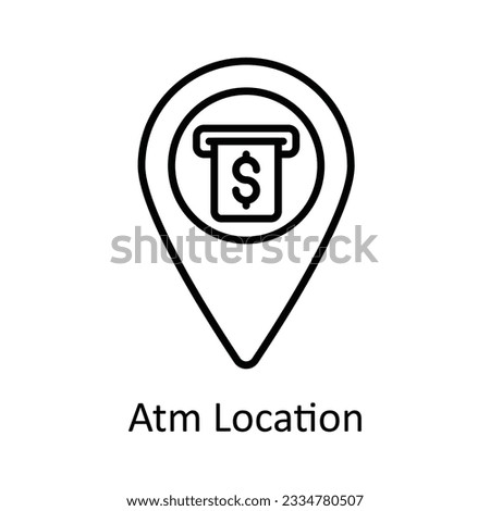 Atm Location Outline Icon Design illustration. Map and Navigation Symbol on White background EPS 10 File