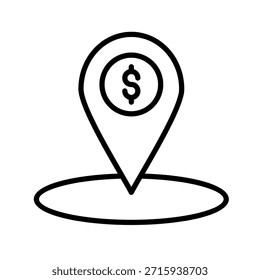 Atm Locator Outline Icon Vector Illustration