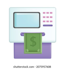 Atm Machine 3D Cartoon Stil Vektorgrafik Design.