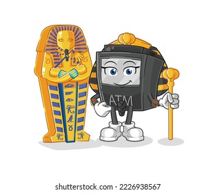 the ATM machine ancient egypt cartoon. cartoon mascot vector