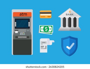 ATM machine in bank or office vector concept. Vector illustration stock Illustration
