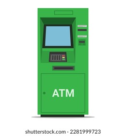 Cajero automático.  Terminal bancaria. Ilustración vectorial.