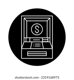 ATM machine black line icon.  Pictogram for web page, mobile app, promo.