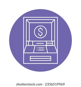 ATM machine black line icon.  Pictogram for web page, mobile app, promo.