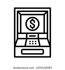 ATM machine black line icon.  Pictogram for web page, mobile app, promo.