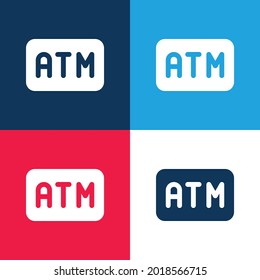 Atm Machine blue and red four color minimal icon set