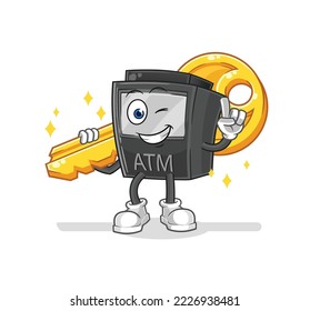 el cajero automático lleva la mascota. vector de dibujos animados