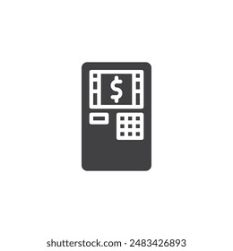 ATM machine with a cash slot and a keypad vector icon. filled flat sign for mobile concept and web design. ATM Machine glyph icon. Symbol, logo illustration. Vector graphics