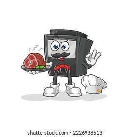 the ATM machine chef with meat mascot. cartoon vector