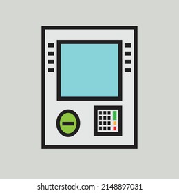 Atm, atm machine Color Vector icon which can be easily modified or edited