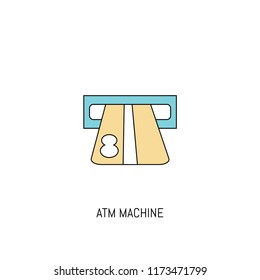 Atm Machine colorful line icon. Simple Icon illustration. Payment Processing Machine Line Icon Useful For Web, Mobile, Software & Apps. Eps-10.