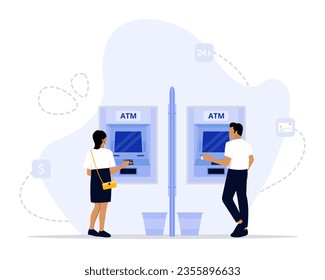 Atm machine concept illustration. Suitable for web landing page, ui, mobile app, editorial design, flyer, banner, and other related 
occasion.