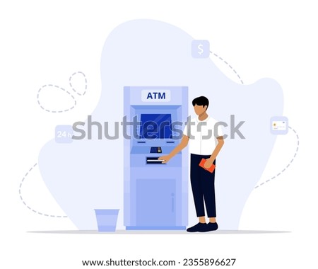 Atm machine concept illustration. Suitable for web landing page, ui, mobile app, editorial design, flyer, banner, and other related 
occasion.