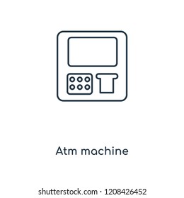 Atm machine concept line icon. Linear Atm machine concept outline symbol design. This simple element illustration can be used for web and mobile UI/UX.