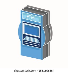 ATM machine concept on white background. Creative idea design. Flat vector illustration use for your project.