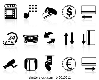 atm machine and credit card icons set