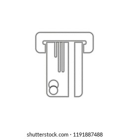 ATM machine and credit card. simple silhouette. Dotted outline silhouette with shadow on white background