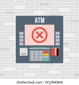 atm machine with failed symbol, declined transaction