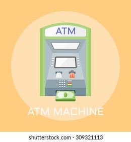 ATM machine flat design style vector illustration