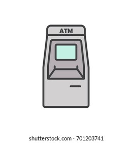 ATM machine flat line icon.