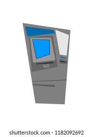 ATM machine. Flat vector illustration in cartoon style isolated on white background.