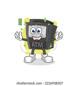 the ATM machine full battery character. cartoon mascot vector