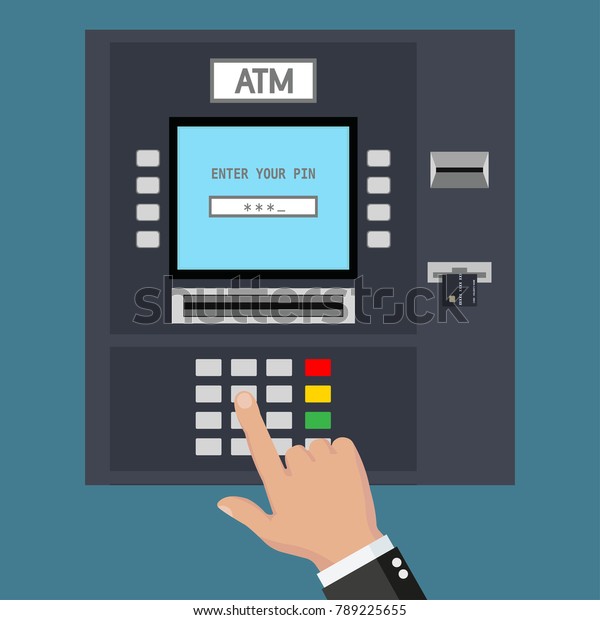 Atm Machine Hand Typing Pin Code Stock Vector (Royalty Free) 789225655