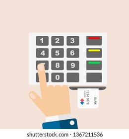 ATM machine and hand vector