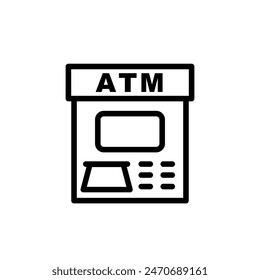 ATM machine icon. Bank concept outline black icon.