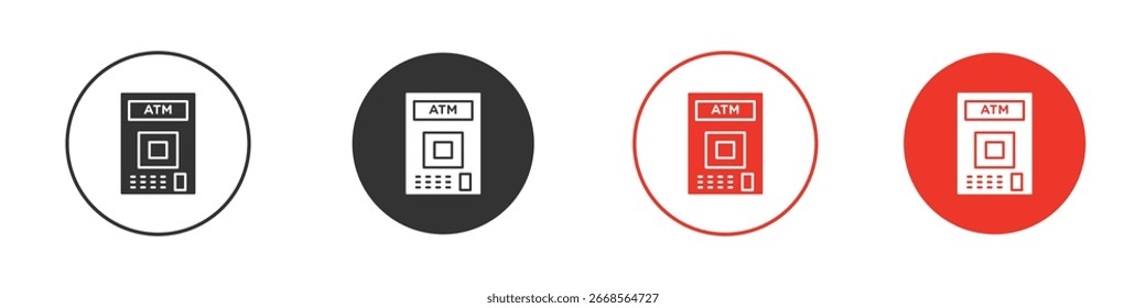 ATM machine icon. Black style vector icons. Isolated sign symbol