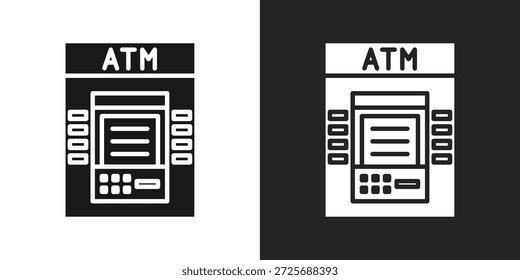 Icono De La Máquina Del Cajero Automático En Estilo Blanco Y Negro Del Glifo