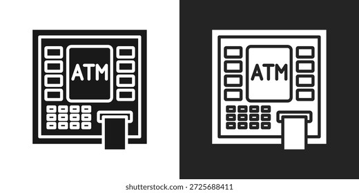 Icono De La Máquina Del Cajero Automático En Estilo Blanco Y Negro Del Glifo